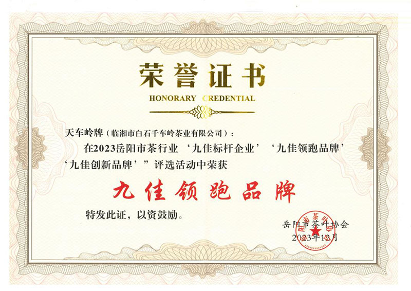 2023岳陽市茶行業(yè)“九佳領(lǐng)跑品牌”